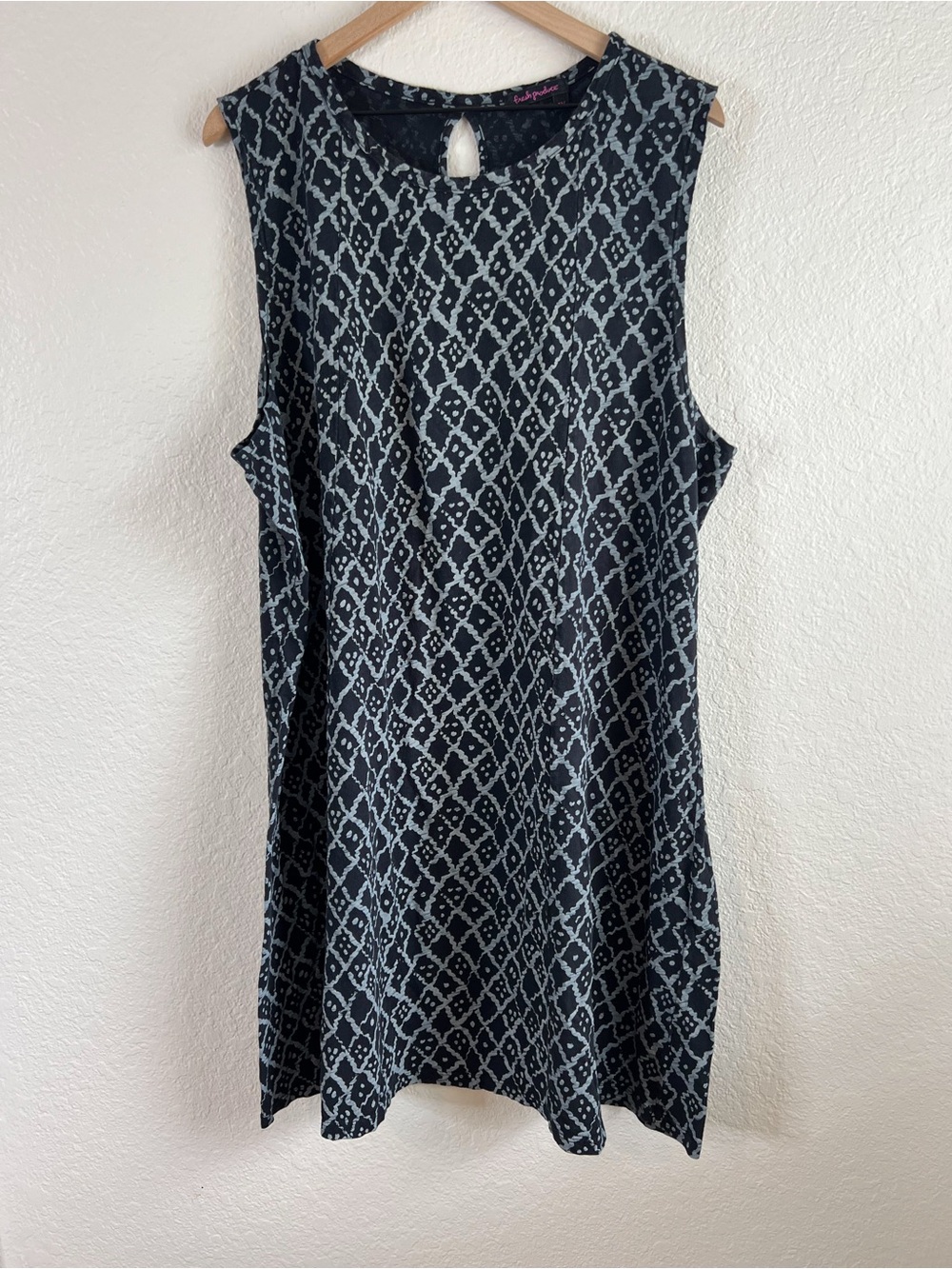 Fresh Produce Tank Dress Dark Navy Lattice Print Cotton size 2X